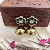 Vriksham Green Floral Kundan With Gold Dome & Pearl Detailing Jhumka-G20120